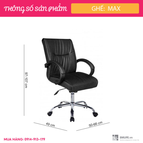 Ghế xoay văn phòng lưng cao bọc da Max | SMLIFE.vn