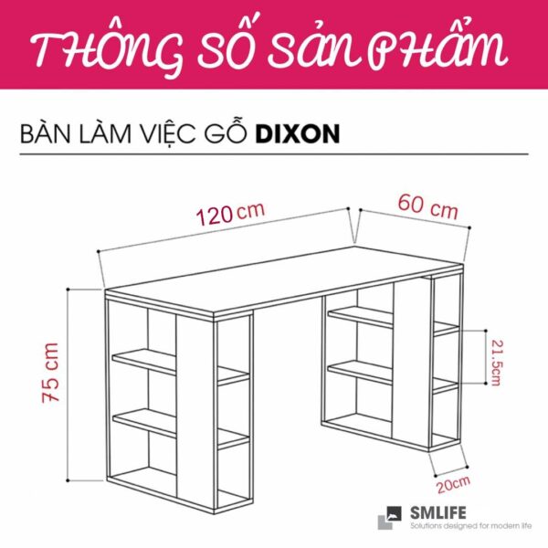 SMLIFE | Bàn gỗ làm việc hiện đại Dixon - No.1 nội thất lắp ráp