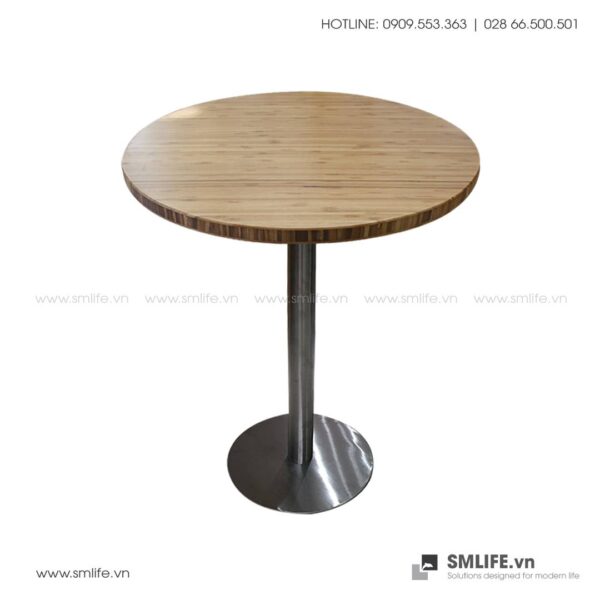 Bàn cafe HIGHLAND mặt bàn tre ép tròn D50 - Chân Inox | SMLIFE
