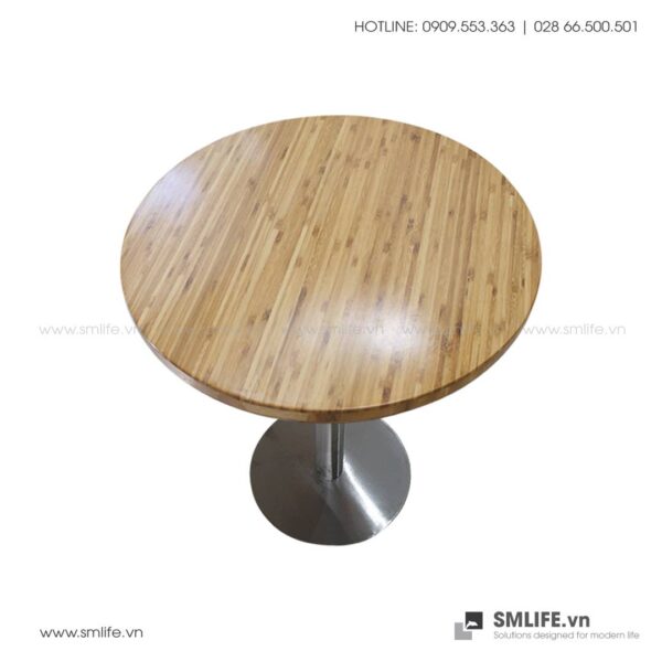 Bàn cafe HIGHLAND mặt bàn tre ép tròn D50 - Chân Inox | SMLIFE