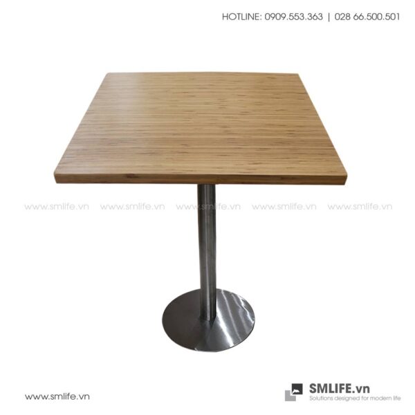 Bàn cafe HIGHLAND mặt bàn tre ép vuông SQ60 - Chân Inox | SMLIFE