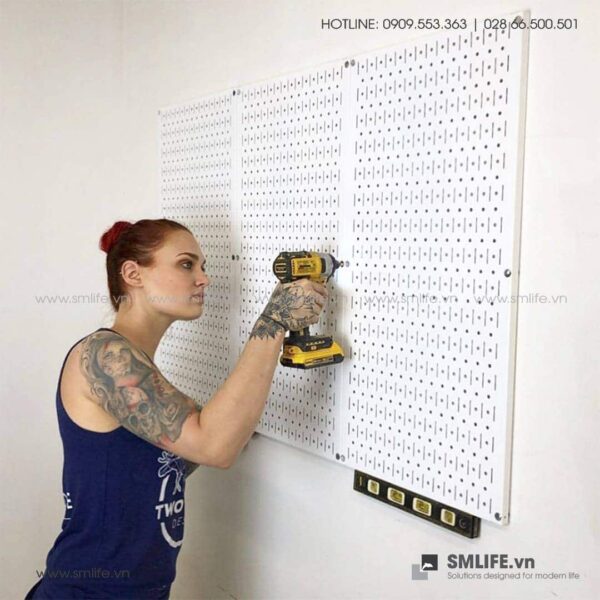 Bộ 2 Bảng treo dụng cụ Pegboard đứng 80×40 Màu Trắng