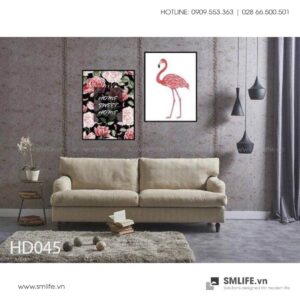 Tranh treo tường | Bộ 2 Tranh Flamingoes And Rose