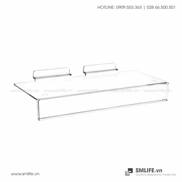 Kệ mica trưng bày kèm bảng giá cài tấm Slatwall W25 x D10cm | SMLIFE