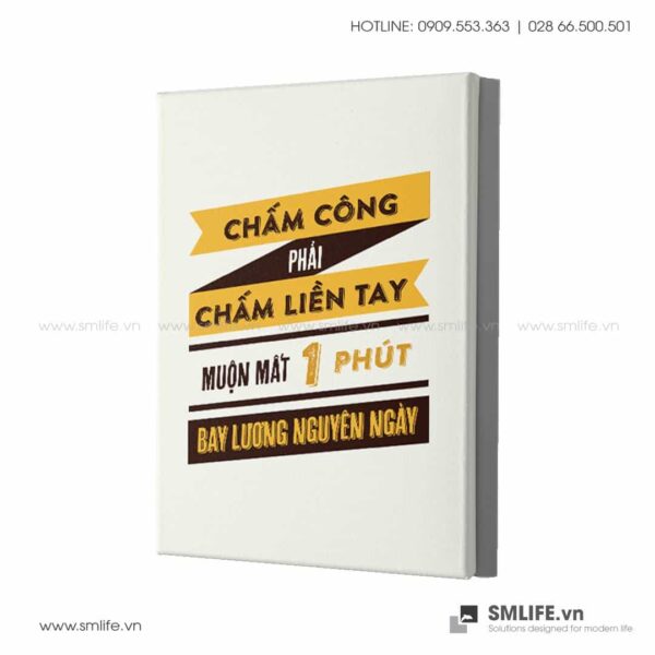 Tranh động lực văn phòng | Chấm công phải chấm liền tay, muộn mất 1 phút bay lương nguyên ngày