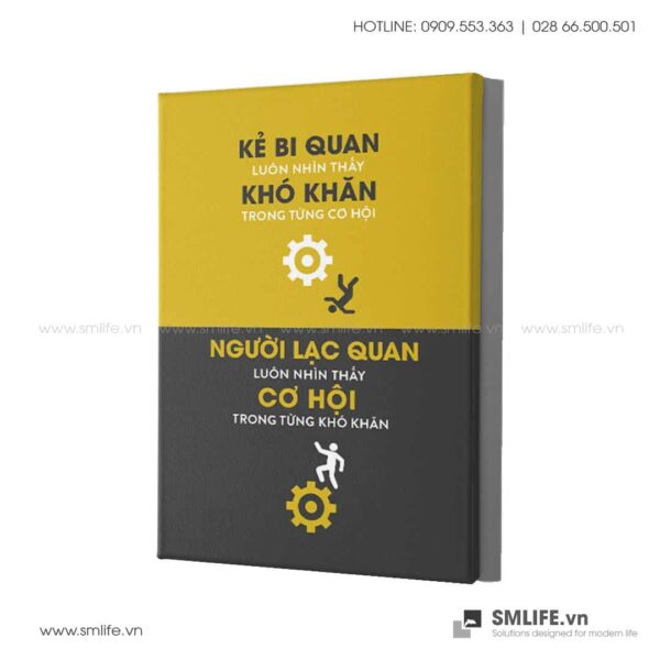 Tranh động lực văn phòng | Kẻ bi quan luôn nhìn thấy khó khăn trong từng cơ hội. Người lạc quan luôn nhìn thấy cơ hội trong từng khó khăn