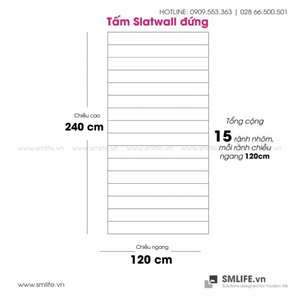 Tấm gỗ xẻ rãnh Slatwall - Trắng Ngà (10)