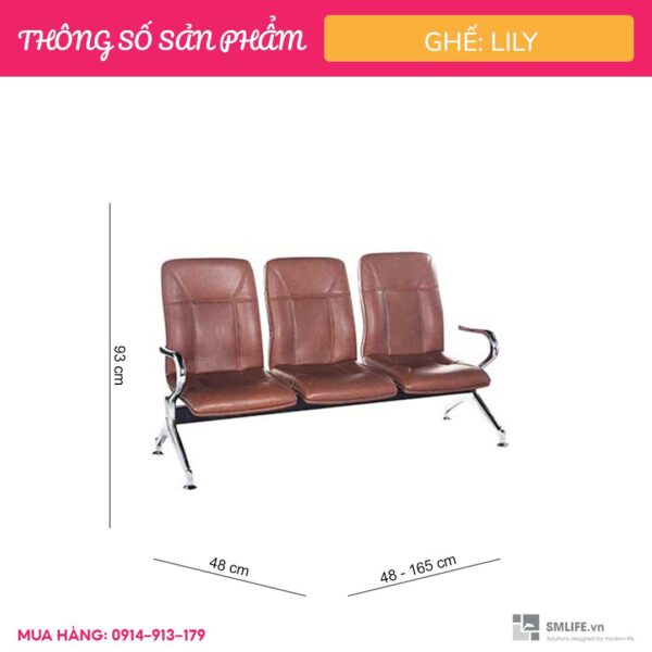 Ghế băng chờ 3 chỗ ngồi bọc nệm Lily (1)