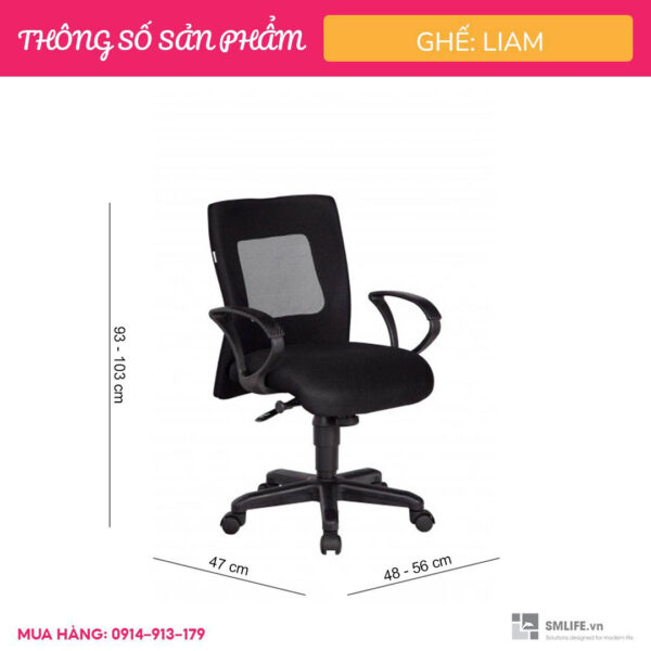 Ghế xoay nhân viên bọc lưới LIAM (2)_compressed