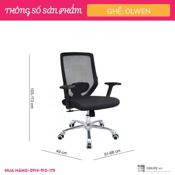 Ghế xoay nhân viên bọc lưới Olwen (1)