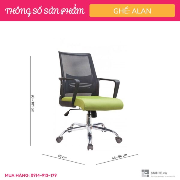 Ghế xoay văn phòng lưng trung bọc lưới Alan (1)