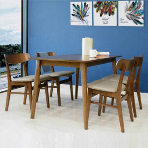 Bộ bàn ăn 4 ghế gỗ tự nhiên Marias Jackson - Nâu | SMLIFE.vn