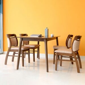 Bộ bàn ăn 4 ghế gỗ tự nhiên Vieira Jackson - Nâu | SMLIFE.vn