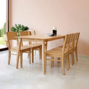 Bộ bàn ăn 6 ghế gỗ tự nhiên Gerda Jackson 6 - Tự nhiên | SMLIFE.vn