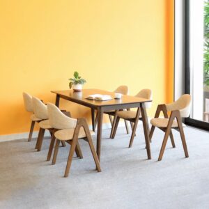 Bộ bàn ăn 6 ghế gỗ tự nhiên Giselle Jackson 6 - Nâu | SMLIFE.vn