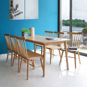 Bộ bàn ăn 6 ghế gỗ tự nhiên Gwyneth Jackson 6 - Tự nhiên | SMLIFE.vn
