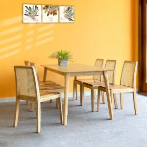 Bộ bàn ăn 6 ghế gỗ tự nhiên Louse Jackson 6 - Tự nhiên | SMLIFE.vn