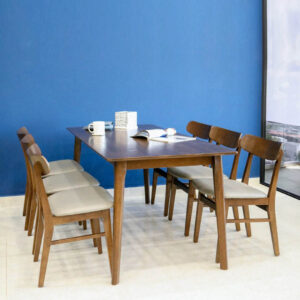 Bộ bàn ăn 6 ghế gỗ tự nhiên Marias Jackson 6 - Nâu | SMLIFE.vn