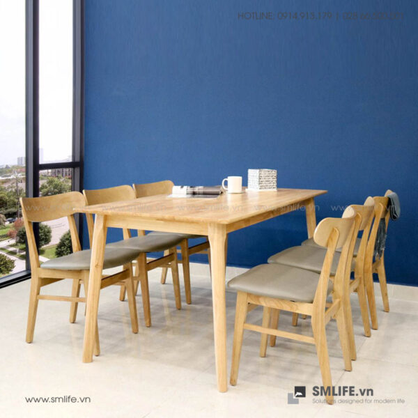Bộ bàn ăn 6 ghế gỗ tự nhiên Marias Jackson 6 - Tự nhiên | SMLIFE.vn