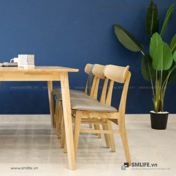 Bộ bàn ăn 6 ghế gỗ tự nhiên Marias Jackson 6 - Tự nhiên | SMLIFE.vn