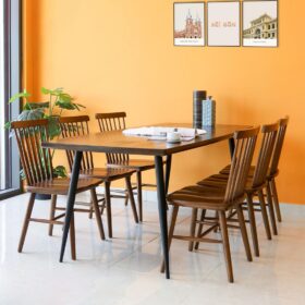 Bộ bàn ăn 6 ghế gỗ tự nhiên cao cấp Gwyneth Miner | SMLIFE.vn