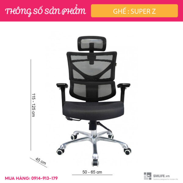 Ghế công thái học nệm ngồi mút đúc SUPER Z | SMLIFE.vn