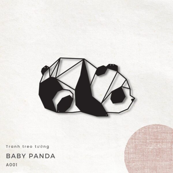 Tranh thep decor treo tuong hinh gau truc Baby Panda A001