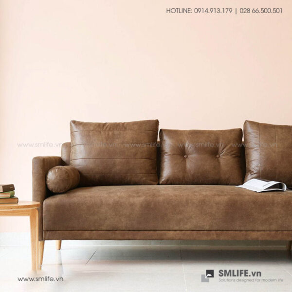 Sofa góc L Da Pu STL 01 – Nâu (2)