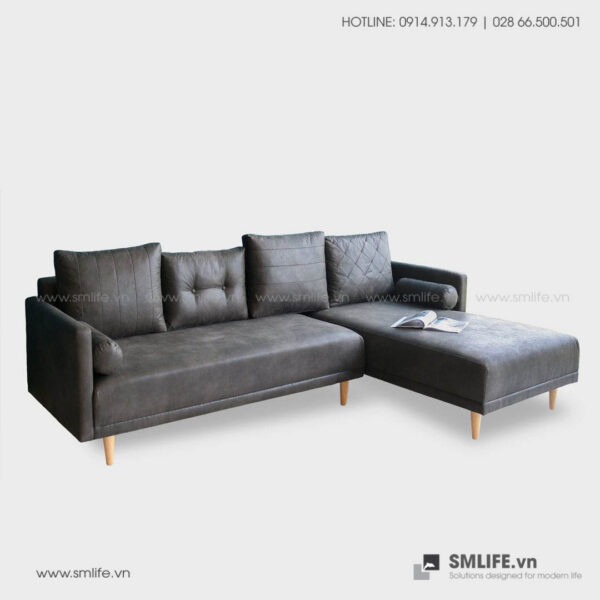 Sofa góc L Da Pu STL 07 - Xám