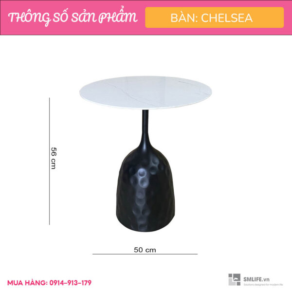 Bàn sofa, bàn trà bình hoa mặt đá chân thép Chelsea B | SMLIFE.vn