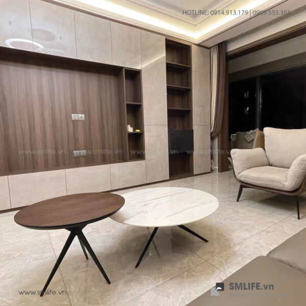 Bàn sofa, bàn trà mặt đá phiến chân thép Chloe | SMLIFE.vn