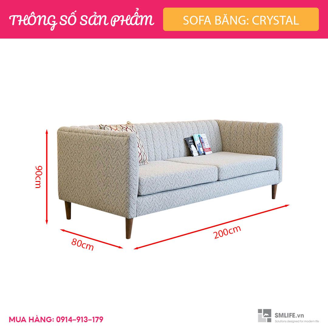 Sofa bang Crystal – Xam 9 1 Sofa băng Crystal – Xám
