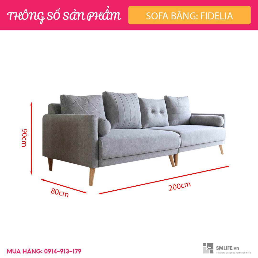 Sofa băng Fidelia – Xám