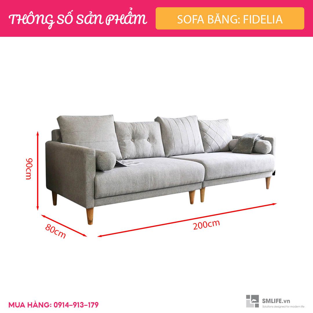 Sofa băng Fidelia – Xám tươi