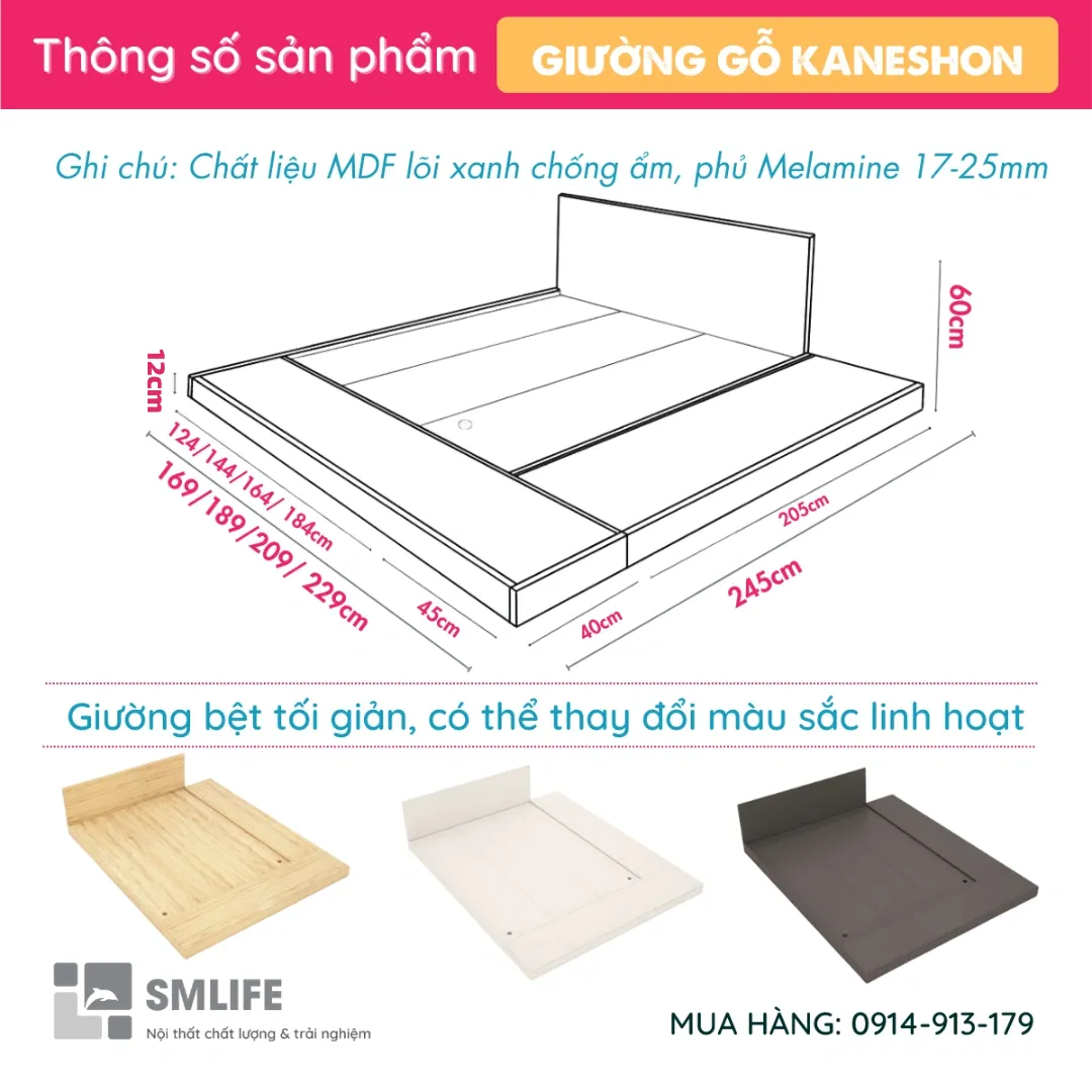 Kaneshon TS Giường ngủ hiện đại kèm tab đầu giường Kaneshon - Ảnh 2