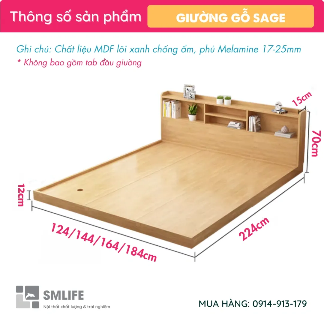 Sage TS Giường bệt tatami phong cách Nhật Bản thiết kế giấu vít Sage - Ảnh 2