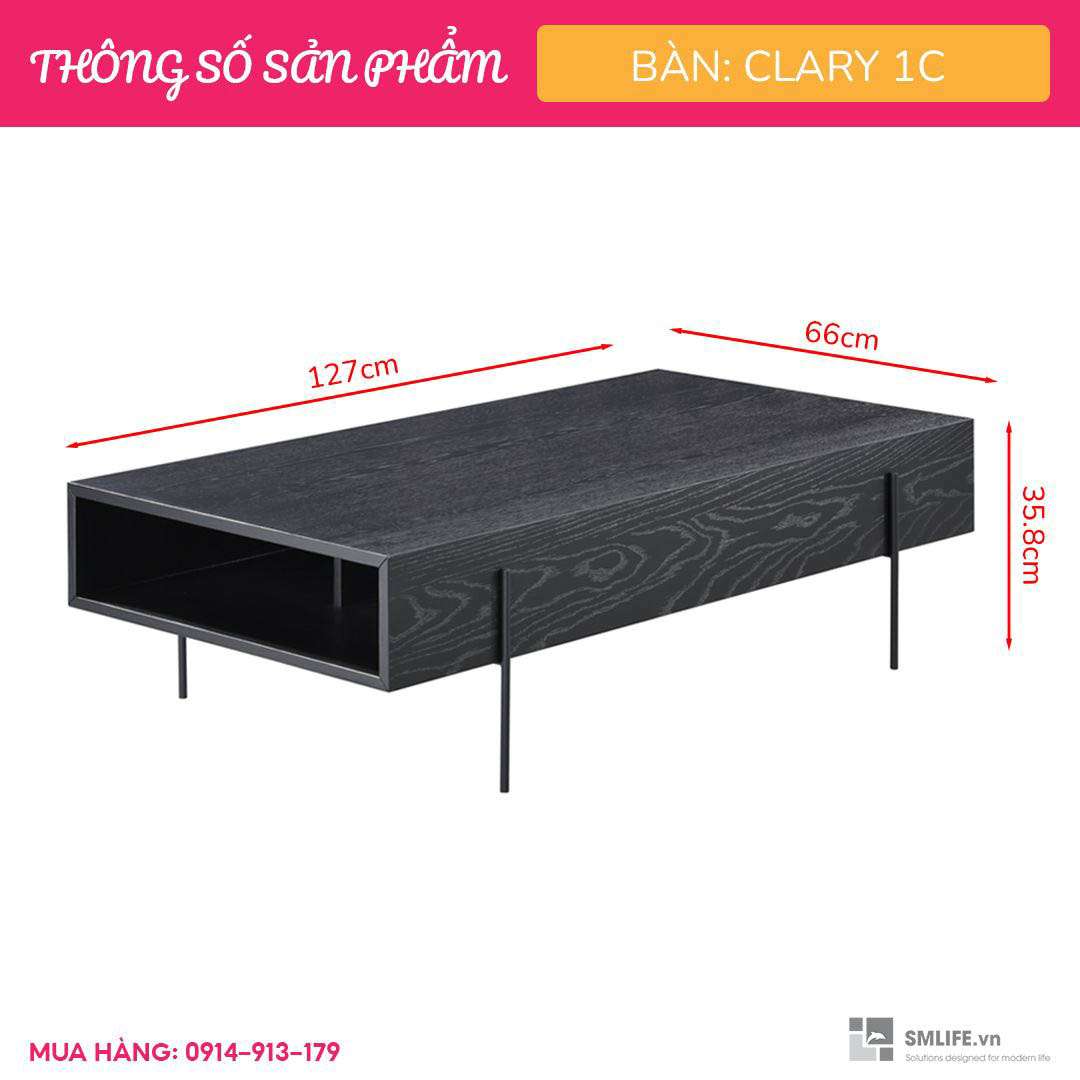 Bàn sofa gỗ sồi hình hộp chữ nhật sang trọng Clary 1C | SMLIFE.vn