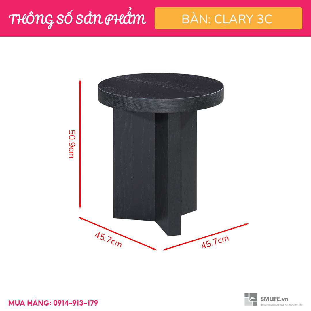 Bàn sofa góc mặt tròn chân 3 cạnh sang trọng Clary 3C | SMLIFE.vn