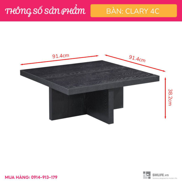 Bàn sofa vuông sang trọng gỗ sồi  Clary 4C | SMLIFE.vn