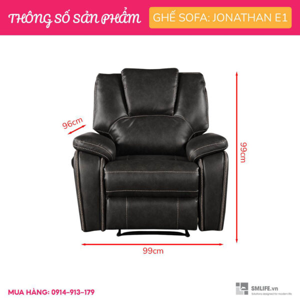 Ghế sofa đơn ngã lưng thư giãn bằng điện sang trọng Jonathan E1 | SMLIFE.vn