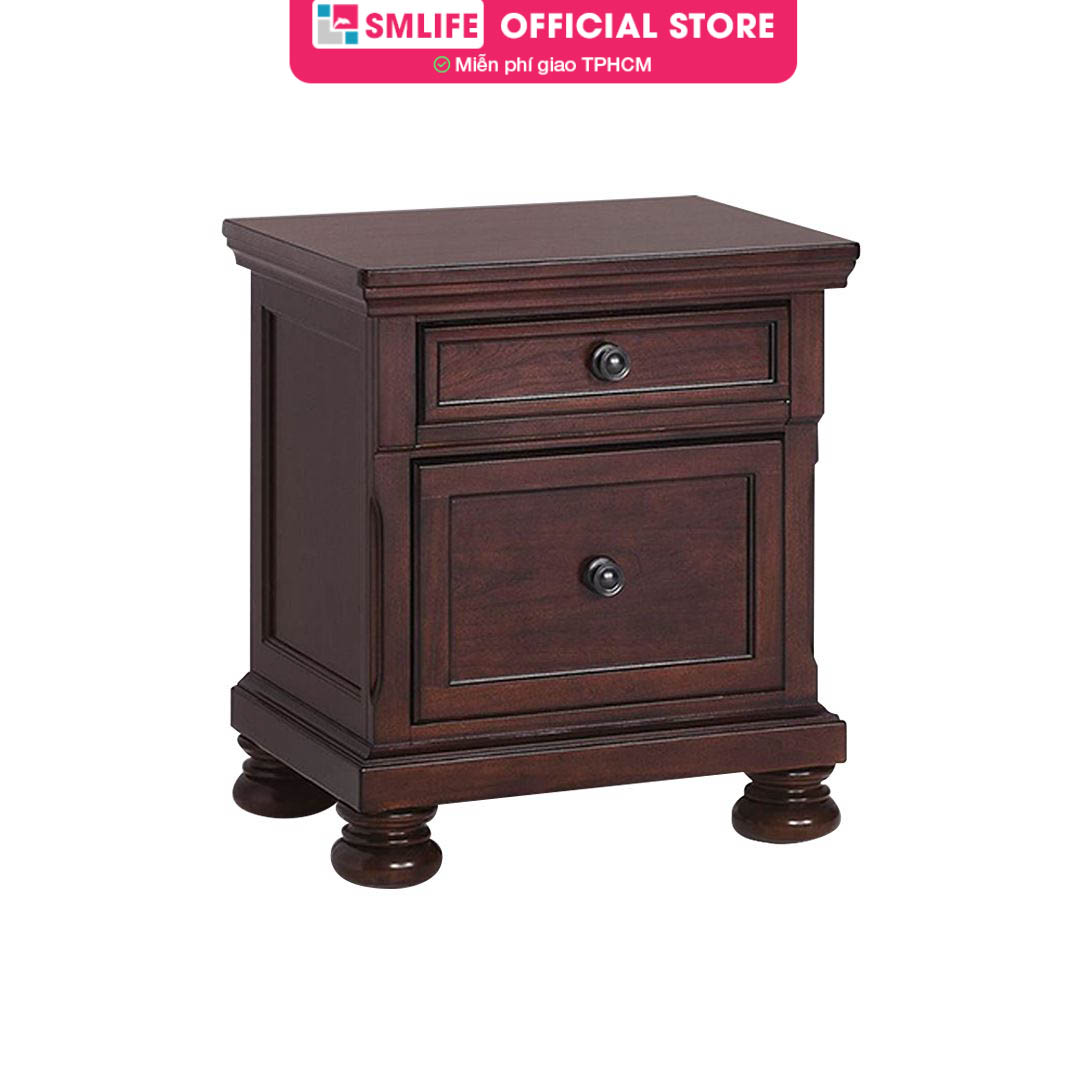 Tu dau giuong Bailey 1 Tủ đầu giường gỗ dương verneer gỗ anh đào tân cố điển Bailey | SMLIFE.vn