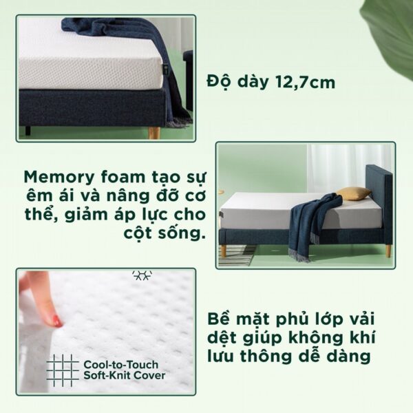 Nệm Memory Foam Bảo vệ cột sống 12.7cm (5)