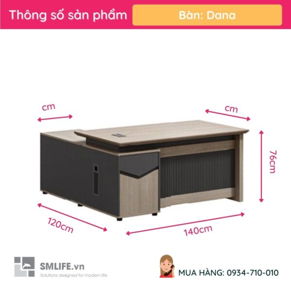 Bàn giám đốc chữ L hiện đại 1,4m Dana | SMLIFE.vn