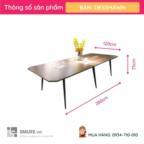 Bàn họp chân sắt văn phòng 2,8m Desshawn | SMLIFE.vn