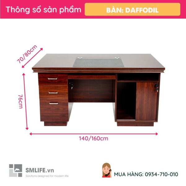 Bàn làm việc văn phòng sơn PU cao cấp nhiều size Daffodil | SMLIFE.vn