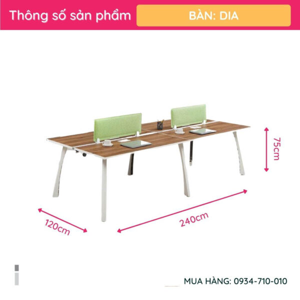 Cụm bàn nhân viên văn phòng 4 người kèm vách ngăn Dia | SMLIFE.vn