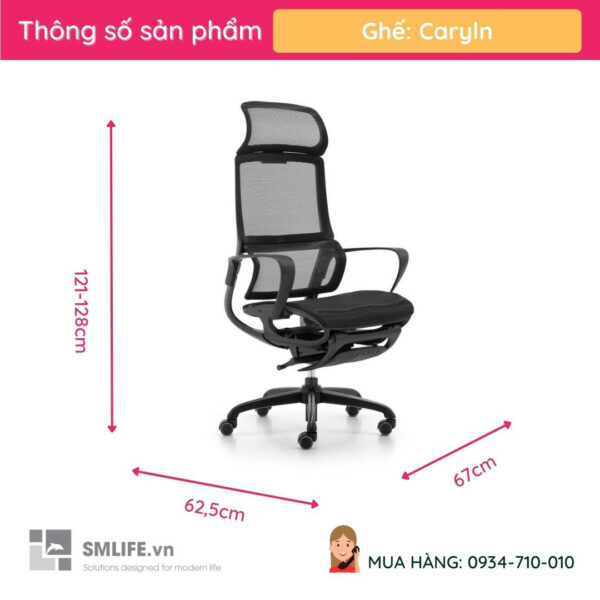 Ghế công thái học cao cấp tay ghế nâng hạ ngã nằm Caryln | SMLIFE.vn