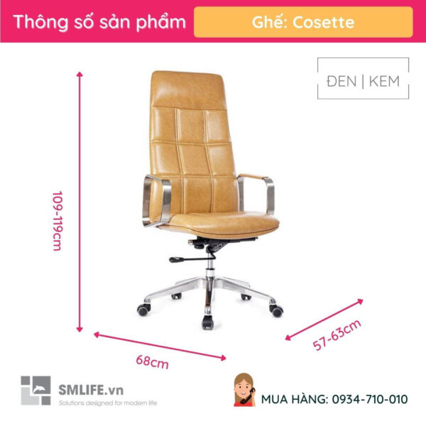 Ghế da giám đốc hiện đại khung hợp kim nhôm mâm thương hiệu Ý Cosette | SMLIFE.vn