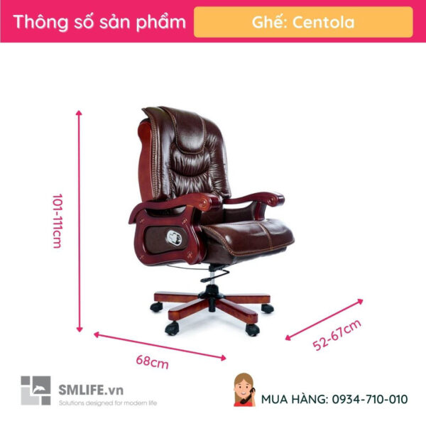 Ghế giám đốc cao cấp da thật 2 cần ngã nằm Centola | SMLIFE.vn