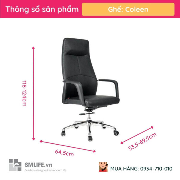 Ghế giám đốc hiện đại da PU khung hợp kim nhôm mâm thương hiệu Ý Coleen | SMLIFE.vn